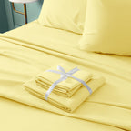 Bysure 6 Pieces Bed Sheets Set(King, Yellow) - Hotel Luxury Super Soft 1800 Thread Count 100% Microfiber Sheets With Deep Pocket