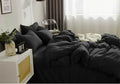 Nanko Queen Size Comforter Set Dark Black, All Season Soft Reversible Down Alternative Quilted Duvet Insert, Thin Lightweight Be