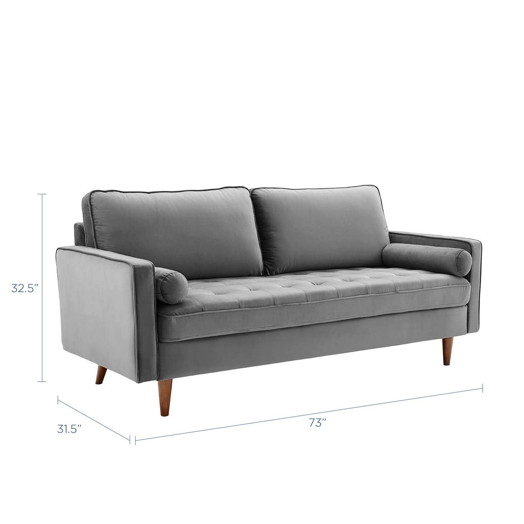Modway Eei-3764-Gry Valour Performance Velvet Sofa, Gray