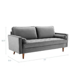 Modway Eei-3764-Gry Valour Performance Velvet Sofa, Gray
