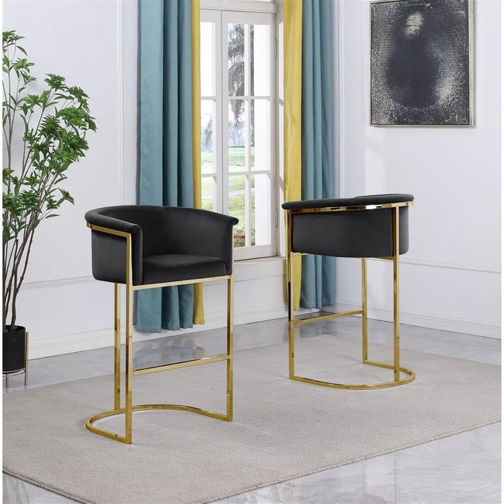 Best Quality Furniture CH210-220 Counter Height Chairs, Single, Black/Gold