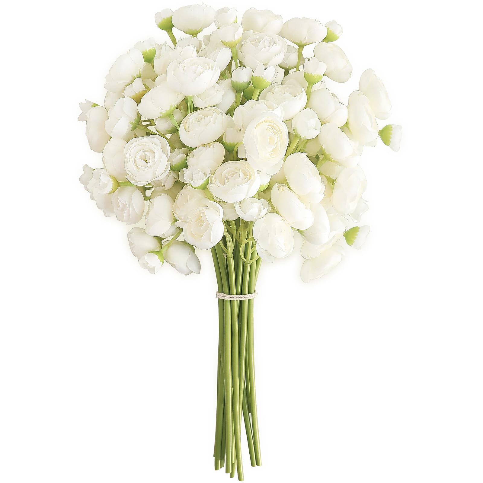 Floroom Ranunculus Artificial Flowers 18 Pcs Ivory Faux Silk Mini Ranunculus Bulk Fake Wedding Filler Flowers for DIY Bouquets, 