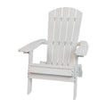 Flash Furniture Charlestown Commercial Folding Adirondack Chair - White - Poly Resin - Indoor/Outdoor - Weather Resistant
