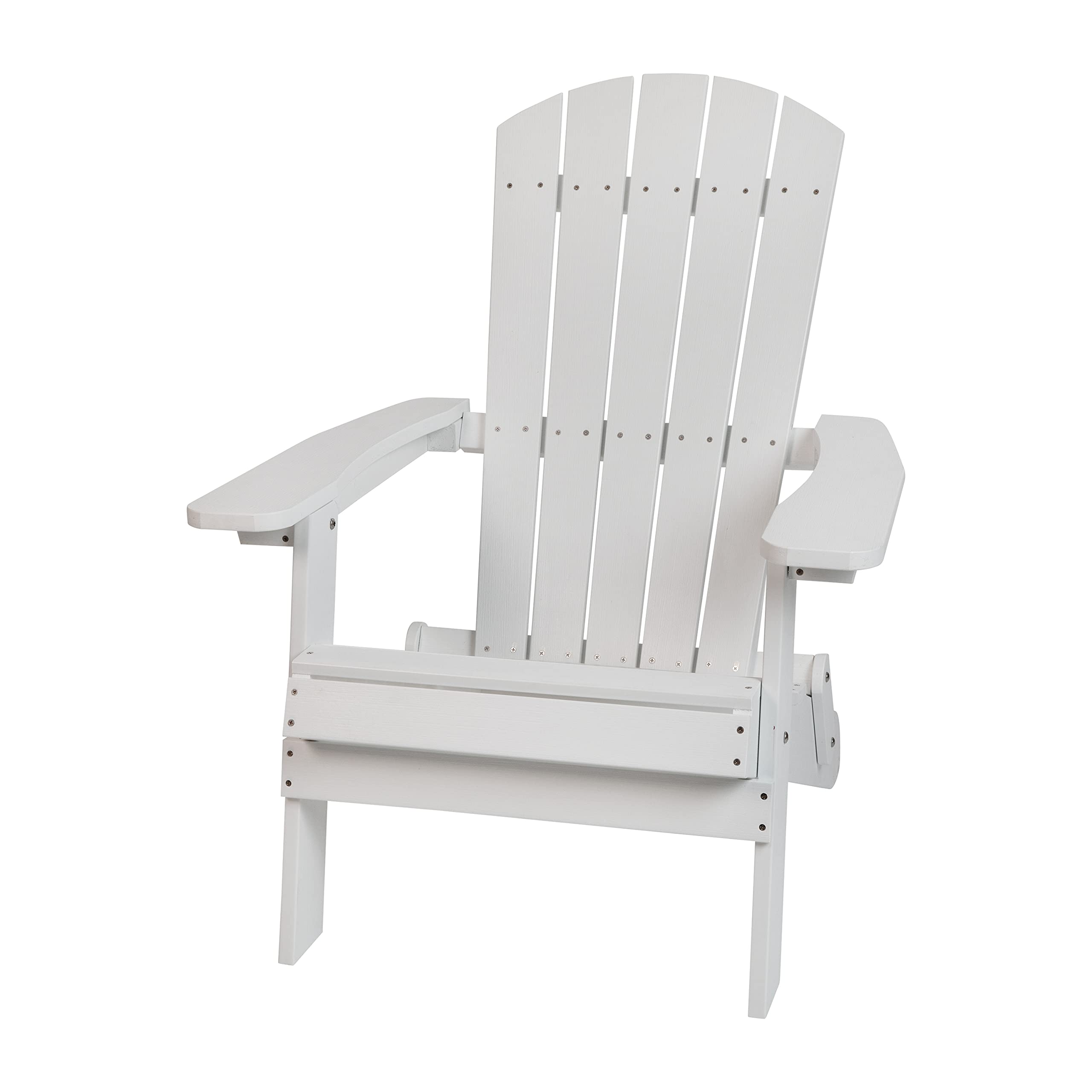 Flash Furniture Charlestown Commercial Folding Adirondack Chair - White - Poly Resin - Indoor/Outdoor - Weather Resistant