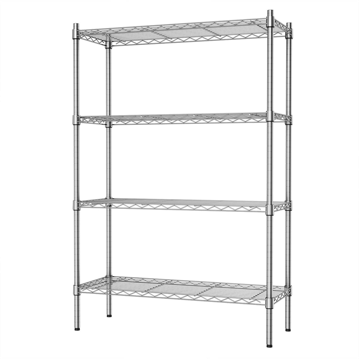 Auslar 4-Shelf Storage Wire Shelves Heavy Duty 4 Tiers Standing Shelving Units Adjustable Metal Organizer Wire Rack, Chrome