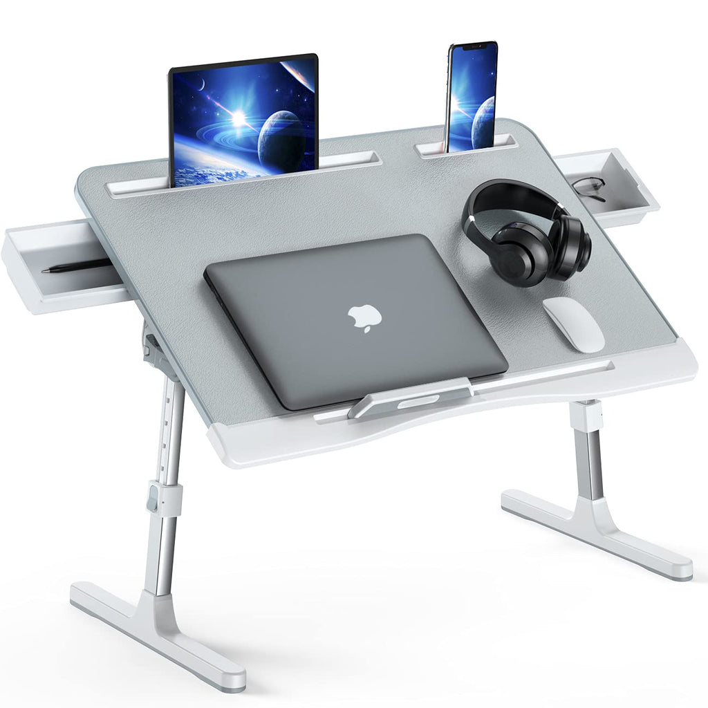 Foldable Laptop Bed Tray Desk, Adjustable Laptop Bed Table With Heights And Angles, Upgraded-Sturdy Laptop Lap Desk For Bed/Sofa