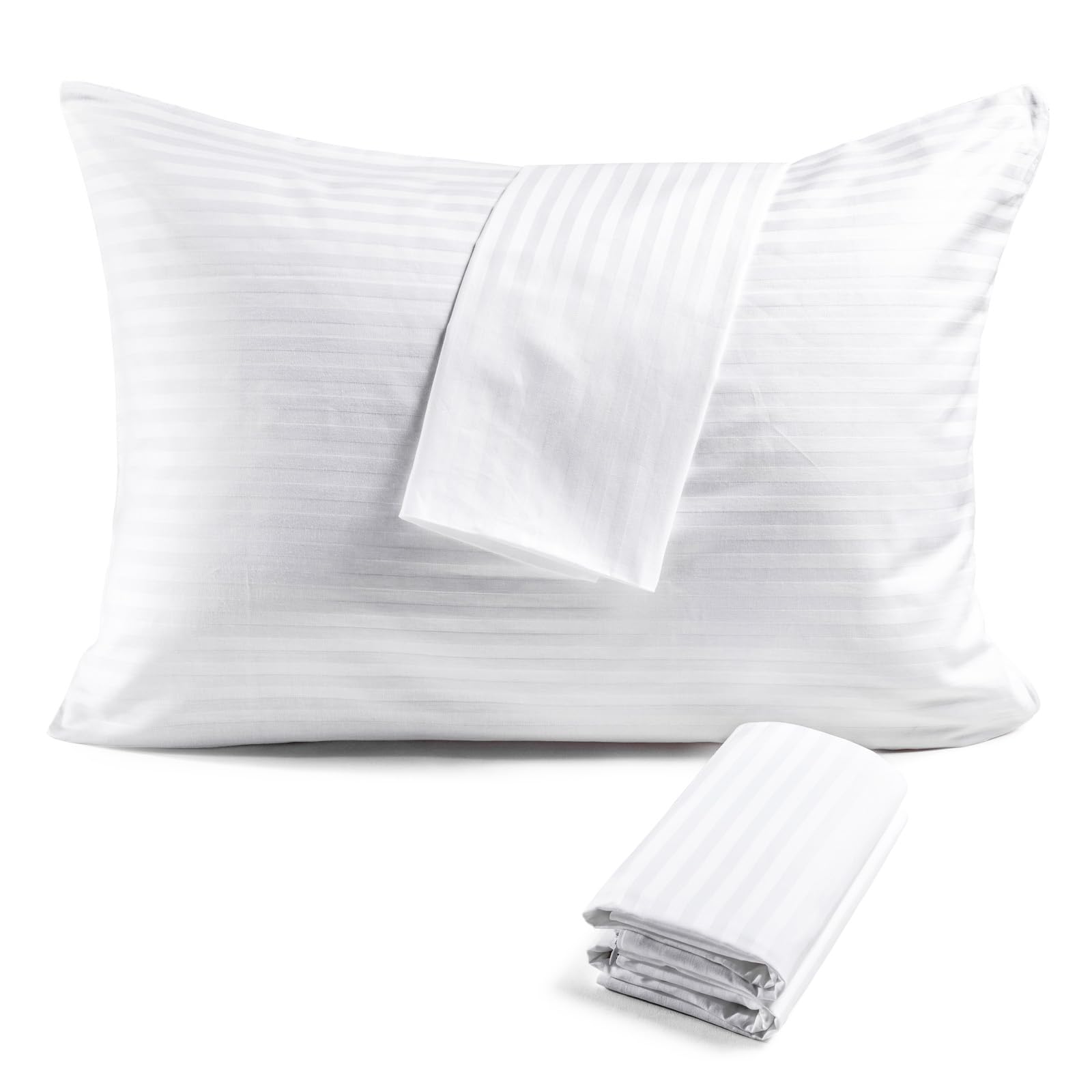 Faunna Zippered Pillow Protectors Cover Soft Comfortable Sateen 100% Long Staple Cotton Quiet And Breathable Bed Pillowcase King