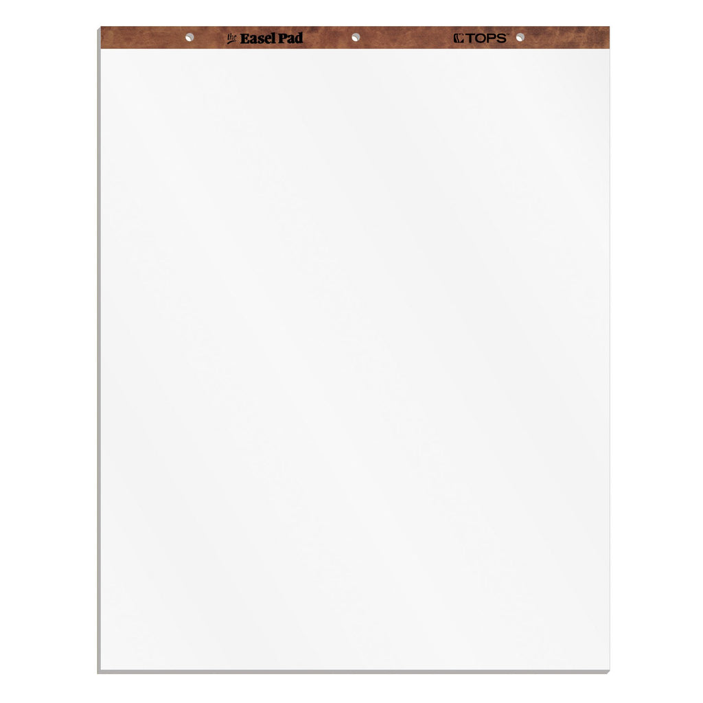 Tops Easel Pad, 3-Hole Punched, White, 15 Lb, Plain White, 50 Sh/Pd, 2 Per Carton (7903)