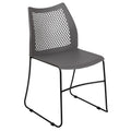 Flash Furniture Hercules Series 661 Lb. Capacity Gray Stack Chair With Air-Vent Back And Black Powder Coated Sled Base