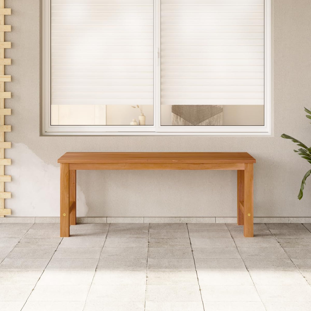 vidaXL Patio Bench in Solid Teak Wood - Weather-Resistant Outdoor/Indoor Wooden Garden Furniture, Seats 3, 44.9” Length, Easy Assembly