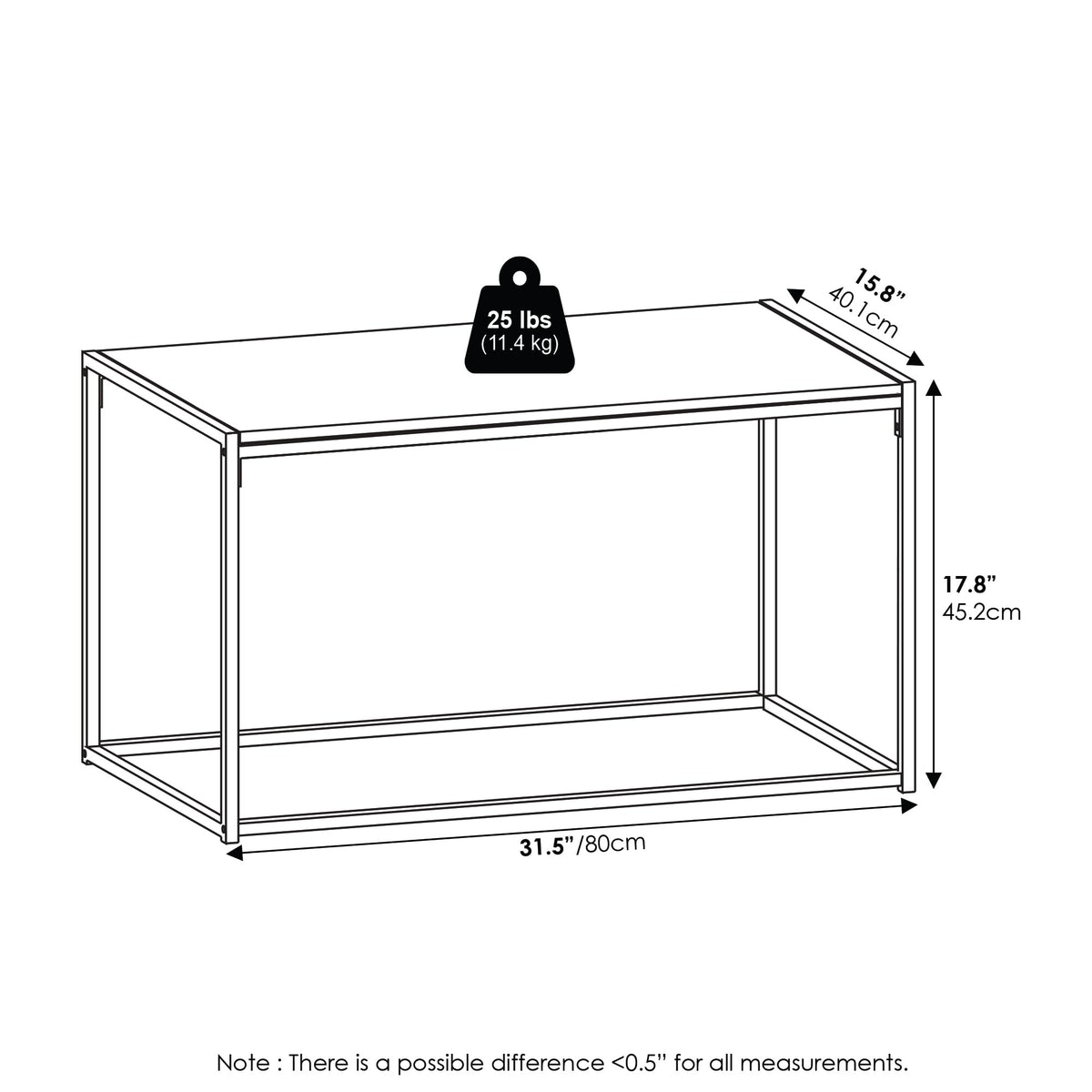 Furinno Camnus Modern Living Coffee Table, Solid White/White