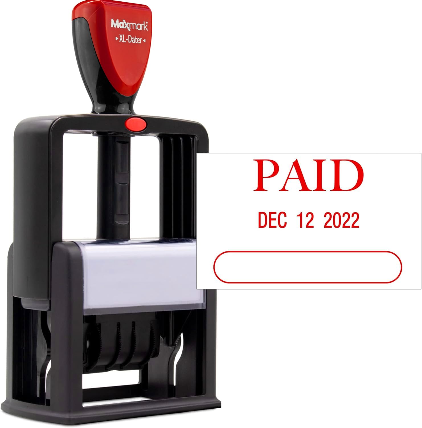 Zigel Heavy Duty Style Self Inking Date Stamp With Paid - Style A - Red Ink