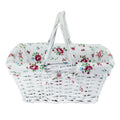 Wicker White Storage Gift Basket Willow Woven Picnic Basket With Double Folding Handles,Kingwillow. (White)