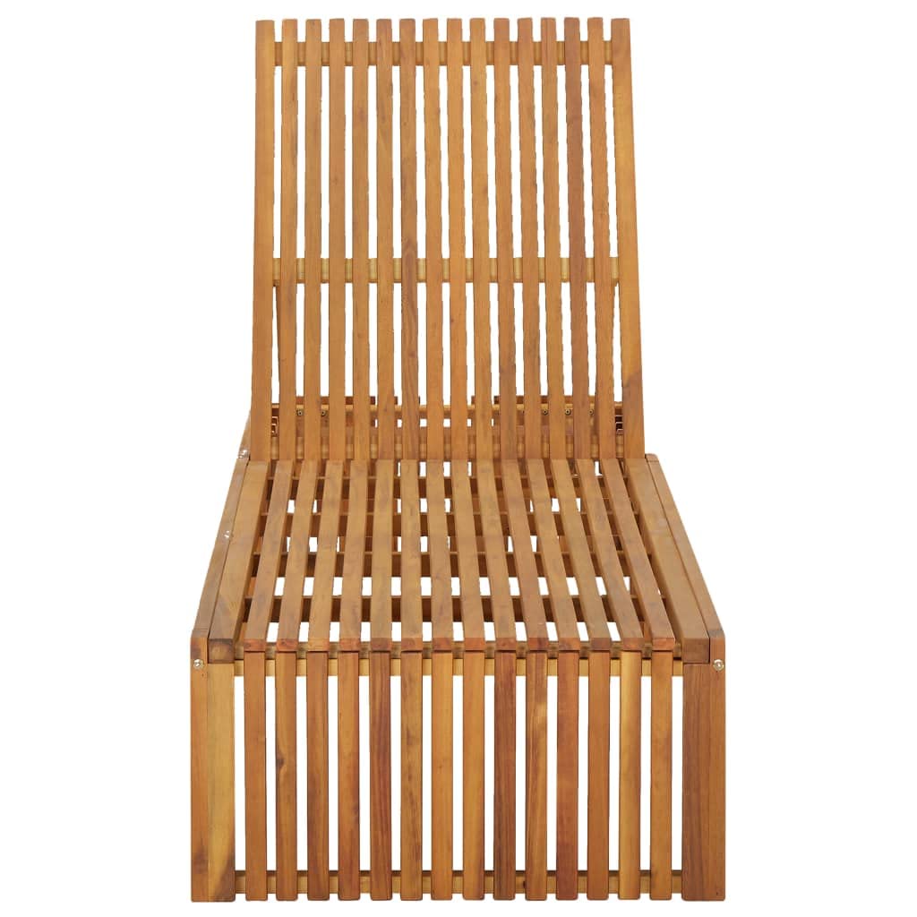 vidaXL Solid Acacia Wood Sun Lounger with Cushion Garden Outdoor Terrace Beach Wooden Sun Day Lounge Bed Seating Seat Sunlounger Furniture