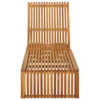 vidaXL Solid Acacia Wood Sun Lounger with Cushion Garden Outdoor Terrace Beach Wooden Sun Day Lounge Bed Seating Seat Sunlounger Furniture