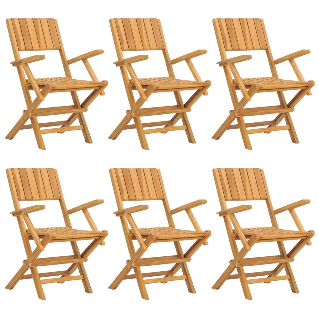 vidaXL Folding Garden Chairs 6 pcs, Outdoor Chair for Patio Picnic Dining, Wooden Chair with Slatted Design, Scandinavian Style, Solid Wood Teak