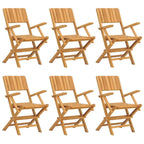 vidaXL Folding Garden Chairs 6 pcs, Outdoor Chair for Patio Picnic Dining, Wooden Chair with Slatted Design, Scandinavian Style, Solid Wood Teak
