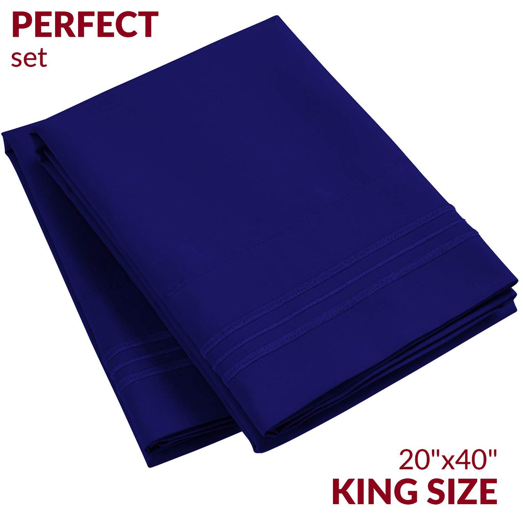 Mellanni Pillow Cases - Luxury, Extra Soft, Cooling Pillow Covers - 2 Pc Iconic Collection Pillowcases - Envelope Closure (King 20'X40', Royal Blue)