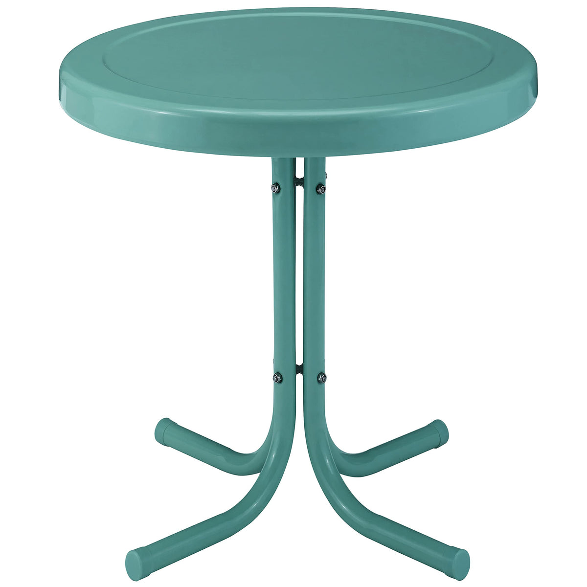 Crosley Furniture Gracie Weather Resistant Retro Metal Outdoor Side Table For Patio, Deck, Porch, Caribbean Blue
