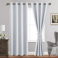 Jiuzhen Greyish White Blackout Curtains With Tiebacks Thermal Insulated, Light Blocking And Noise Reducing Grommet Curtains For And Living Room, Set Of 2 Window Curtain Panels, 52 X 90 Inch Length