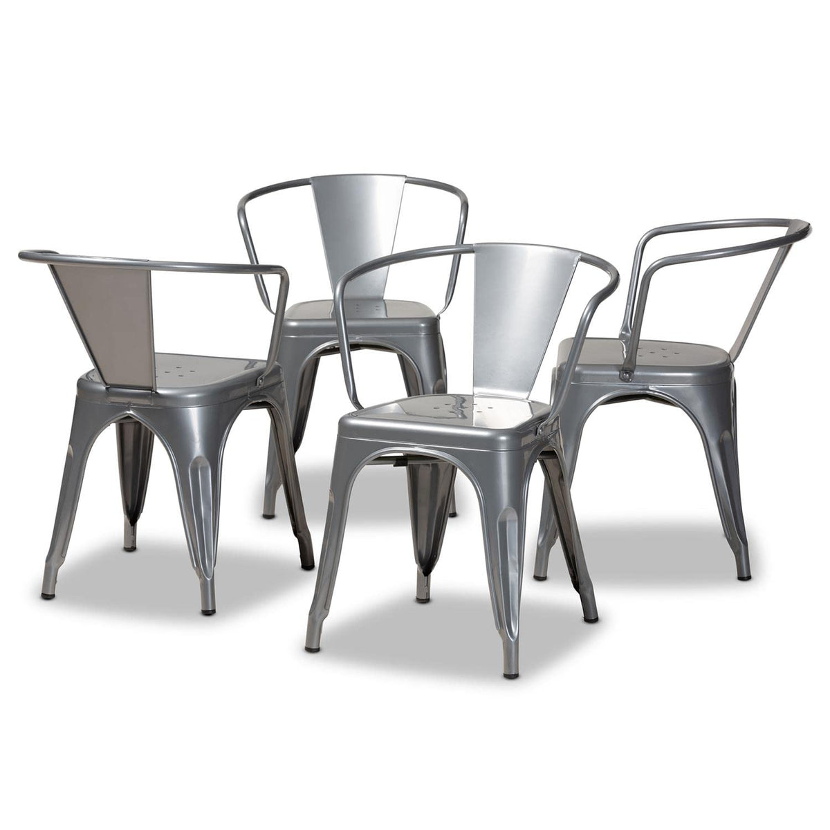Baxton Studio Ryland Modern Industrial Grey Finished Metal 4Piece Dining Chair Set