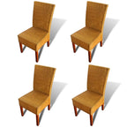 vidaXL 4X Dining Chair Garden Pation Courtyard Poolside Outdoor Furniture Modular Collection Handwoven Home Kitchen Furniture Seats Brown Rattan
