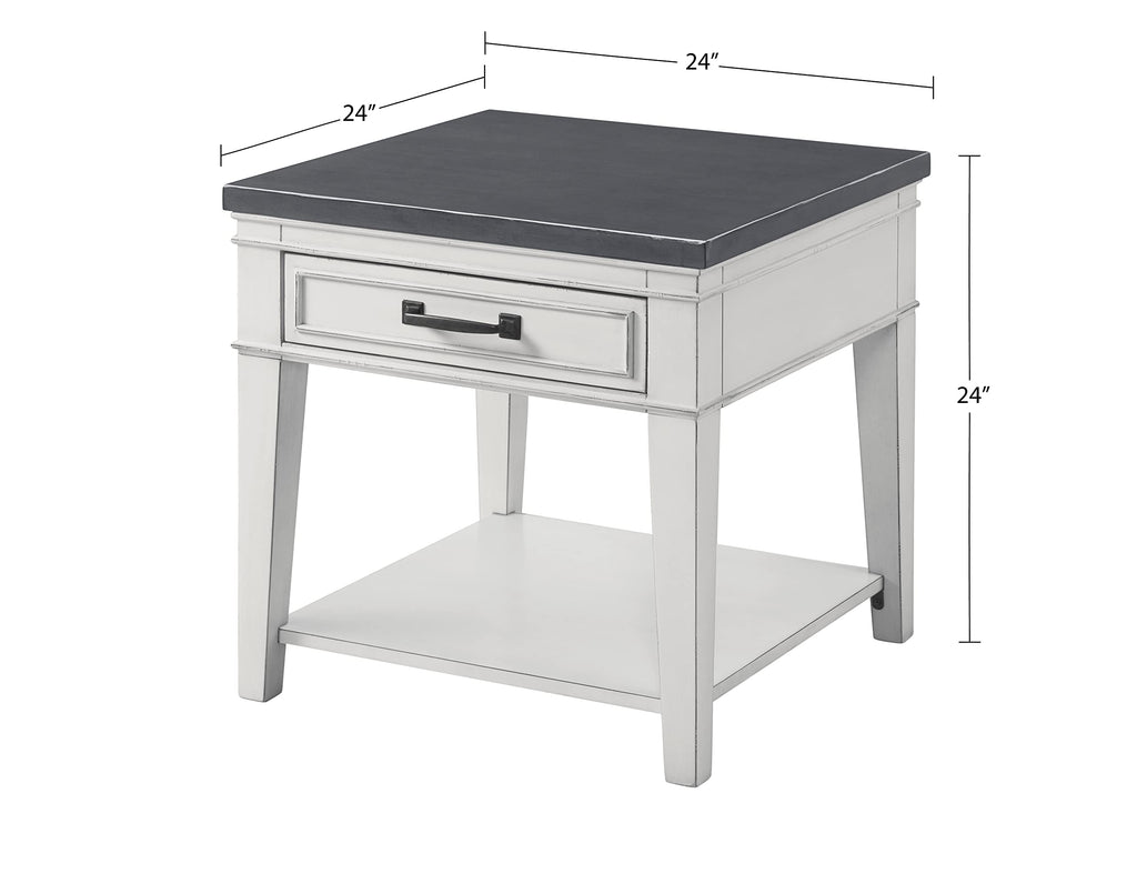 Martin Svensson Home Del Mar End Table, Antique White And Grey