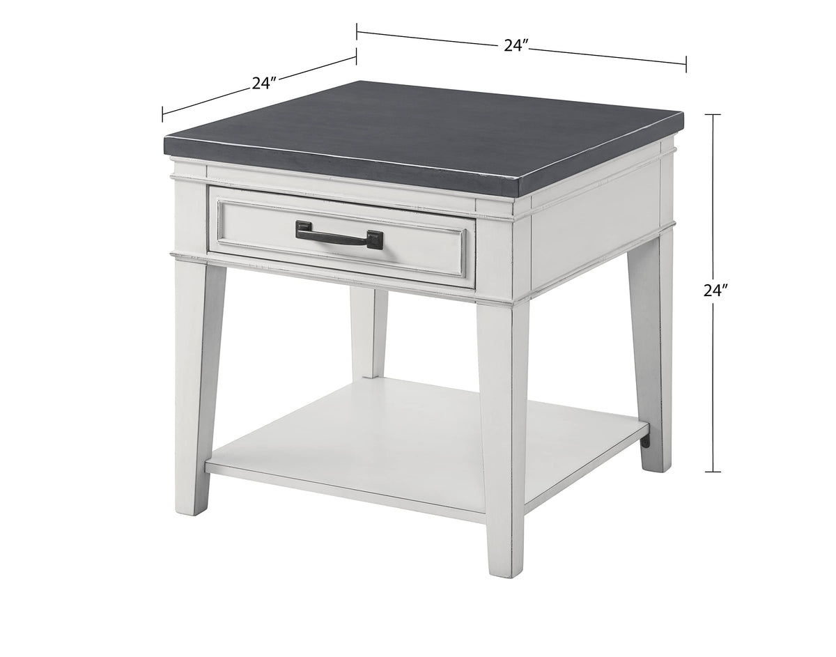 Martin Svensson Home Del Mar End Table, Antique White And Grey