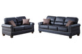 Poundex Bobkona Shelton Bonded Leather 2 Piece Sofa and Loveseat Set, Black