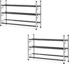 3-Tier Adjustable Shoe Storage Rack, Slide-N-Adjust, Chrome Silver
