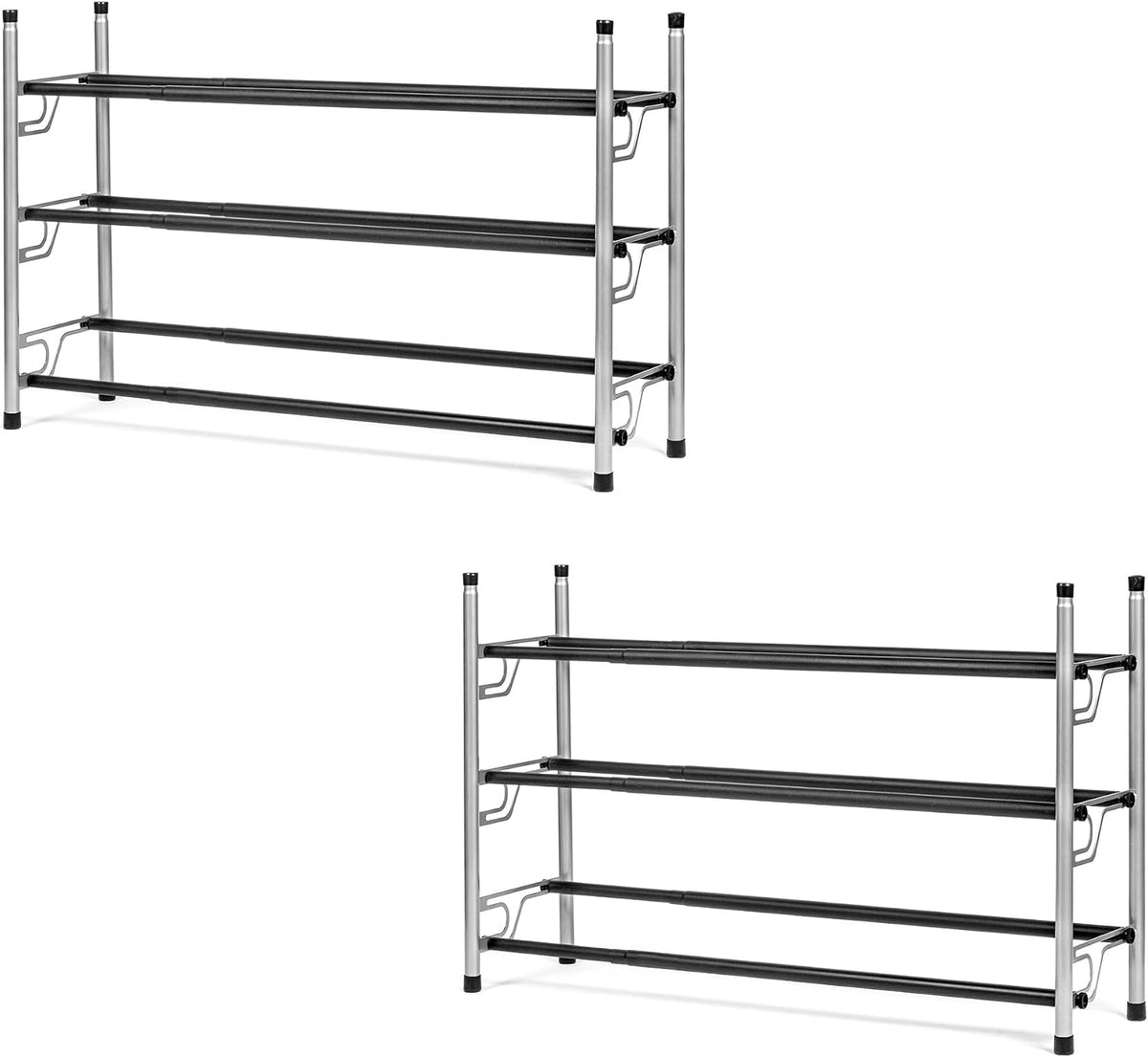 3-Tier Adjustable Shoe Storage Rack, Slide-N-Adjust, Chrome Silver