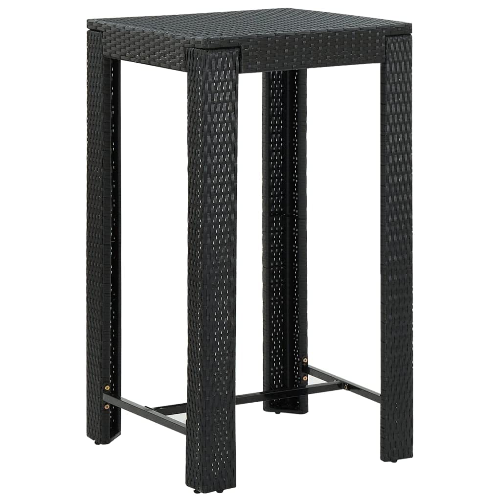 vidaXL Patio Bar Table - Modern Square Design, PE Poly Rattan, 23.8x23.8x43.5, Suitable for Indoor and Outdoor Use - Black