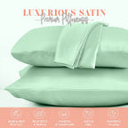 Elegant Comfort Silky And Luxurious 2-Piece Satin Pillowcase Set For Healthier Skin And Hair, Hidden Zipper Closure And Beautifully Packaged, Satin Pillowcase Set, Standard/Queen, Mint Green