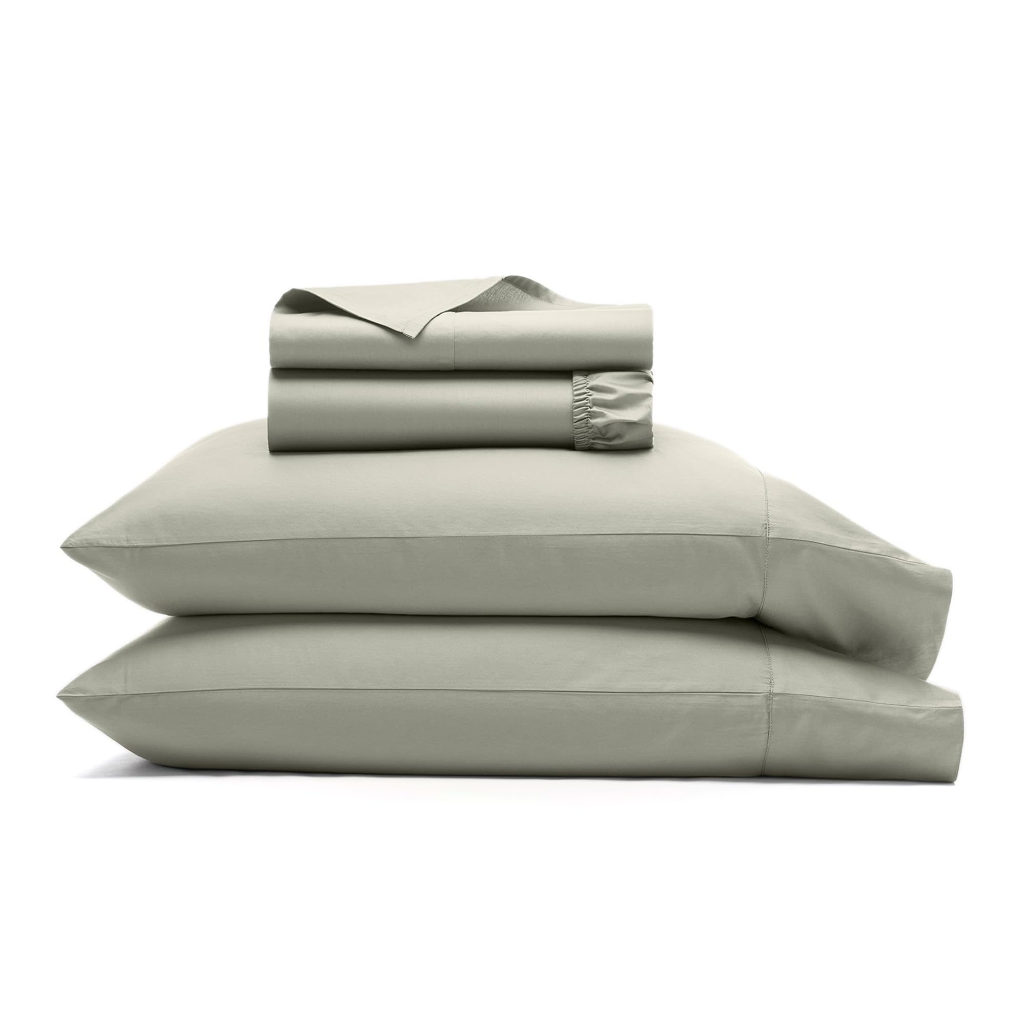 Boll & Branch Signature Hemmed Sheet Set - Split King, Sageleaf - Luxury 100% Organic Cotton - Includes 1 Flat, 2 Fitted, 2 Pill