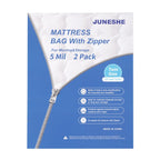 JUNESHE 2 Pack Twin Mattress Bags for Moving and Storage-5 Mil Zipper Plastic Waterproof Mattress Storage Bags