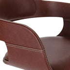 vidaXL - Stylish Dining Chair with Armrests in Brown Color - Faux Leather and Bentwood Material with Comfortable Foam-Padded Seat, Retro Style