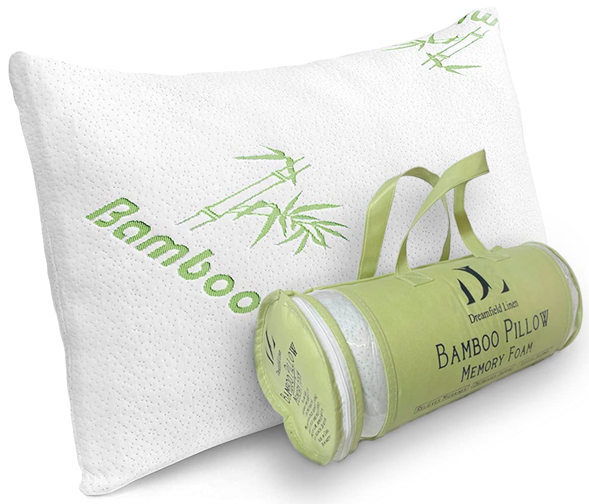 Rayon Derived From Bamboo Pillows Standard Size - [Adjustable] Shredded Memory Foam For Sleeping - Cooling & Breathable Pillowca
