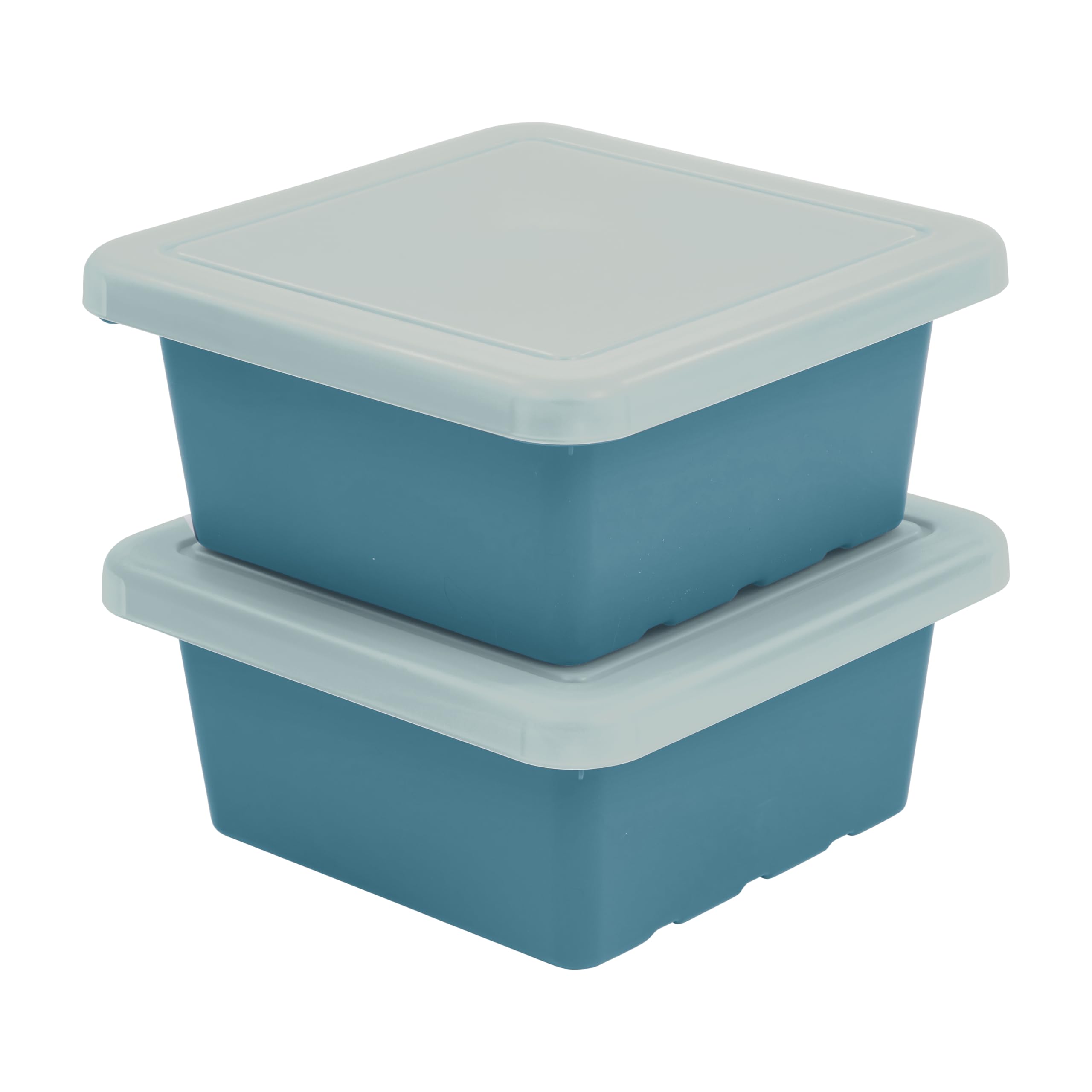 ECR4Kids Square Bin with Lid, Storage Containers, Turquoise, 2-Pack