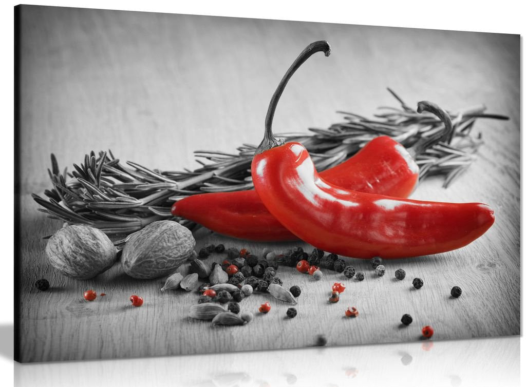 Herbs & Spices Kitchen Canvas Wall Art Picture Print (24x16in)