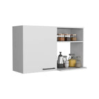 Stackable Wall Storage Cabinet 24&Quot; H, 2 Internal Shelves, 2 External Storage Shelves, 1 Door, White