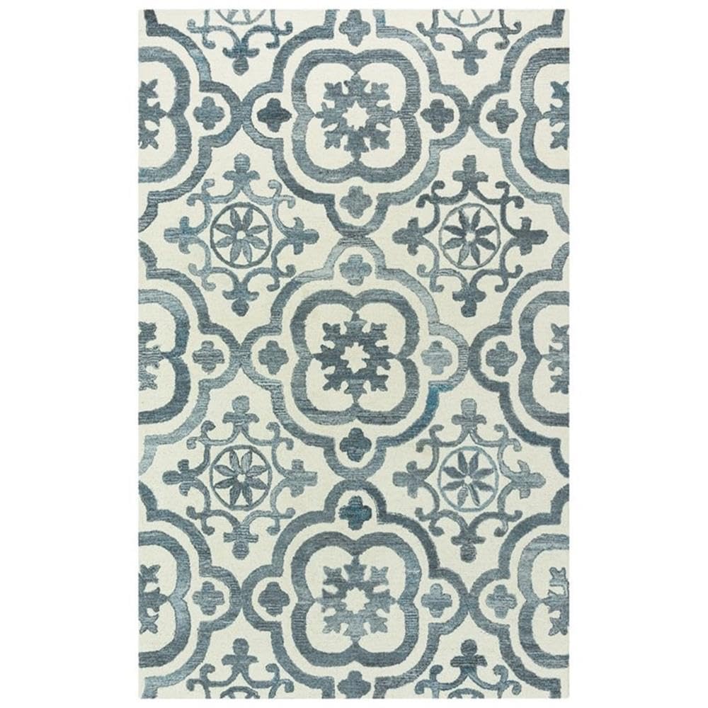 Rizzy Home Alora Decor Neo 5'X7'6" Scroll Ivory/Blue Hand-Tufted Area Rug
