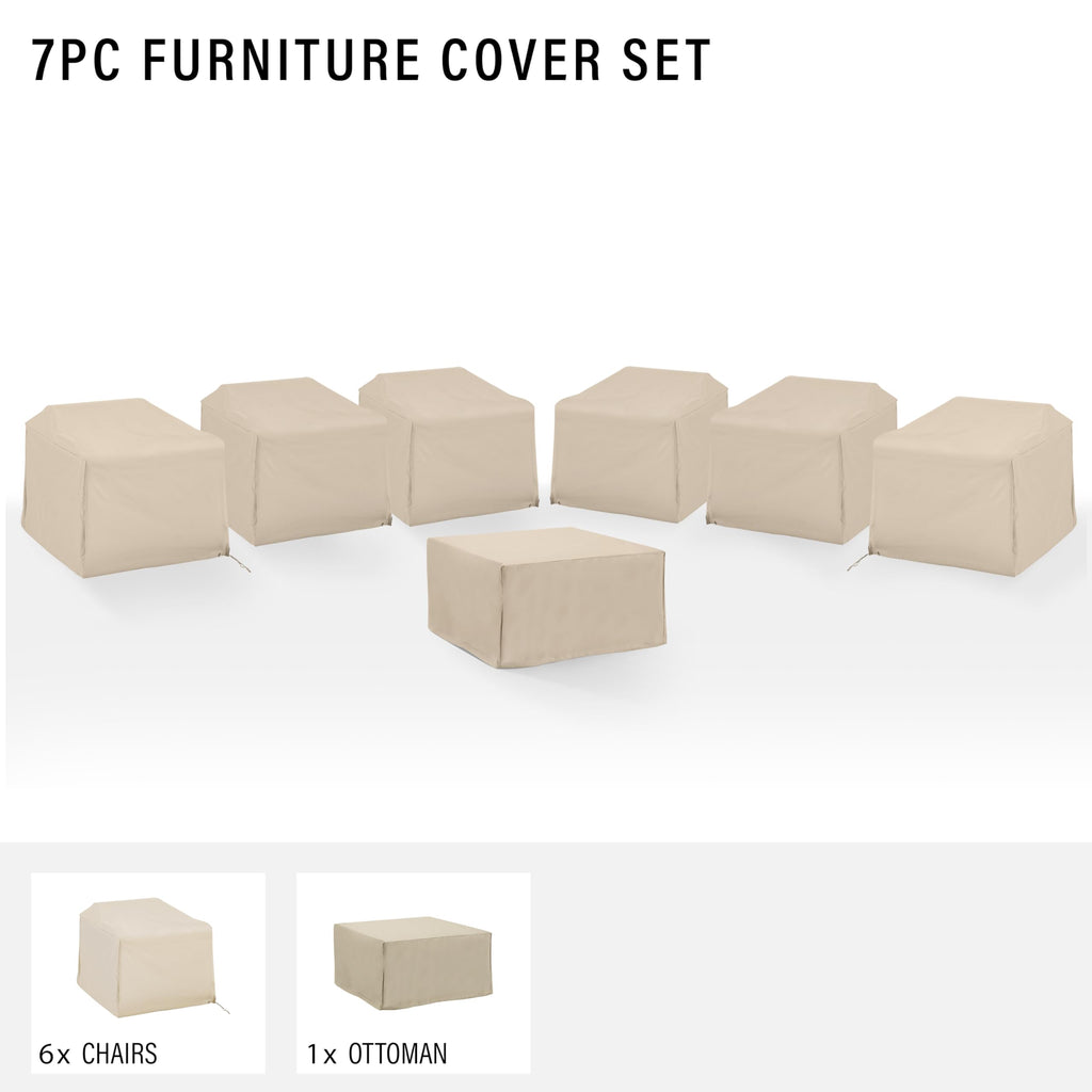 Crosley Furniture Patio Furniture Covers, Waterproof 7-Piece Cover Set For Outdoor Sectional Sofa Sets, Tan