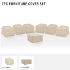 Crosley Furniture Patio Furniture Covers, Waterproof 7-Piece Cover Set For Outdoor Sectional Sofa Sets, Tan