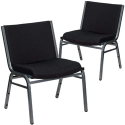 2 Pk. 1000 lb. Capacity Big and Tall Extra Wide Black Fabric Stack Chair
