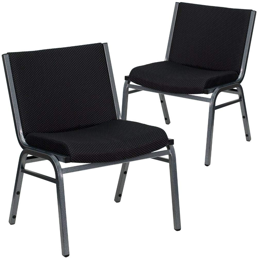 2 Pk. 1000 lb. Capacity Big and Tall Extra Wide Black Fabric Stack Chair
