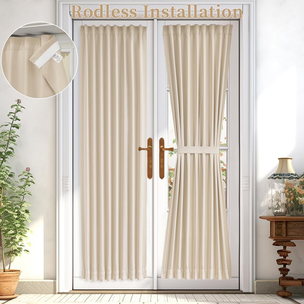 Vatge French Door Curtain - Front Door Curtain Panel For Glass Window And Living Room, Door Window Curtains For Doorways, 1 Pane