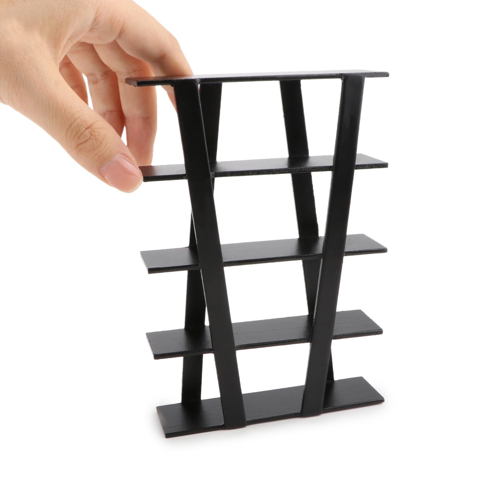 Dollhouse Shelf Furniture Bookshelf 1/12 Scale Miniature Wooden Storage Rack Four Tier Shelves Doll House Accessories and Furnit