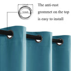 Jiuzhen Short Curtains Kitchen Half Window Blackout Curtains With Tiebacks For Baseroom Shadows, Grommet Curtains For Living Room, Set Of 2 Window Curtain Panels, 52 X 30 Inch Length,Turquoise