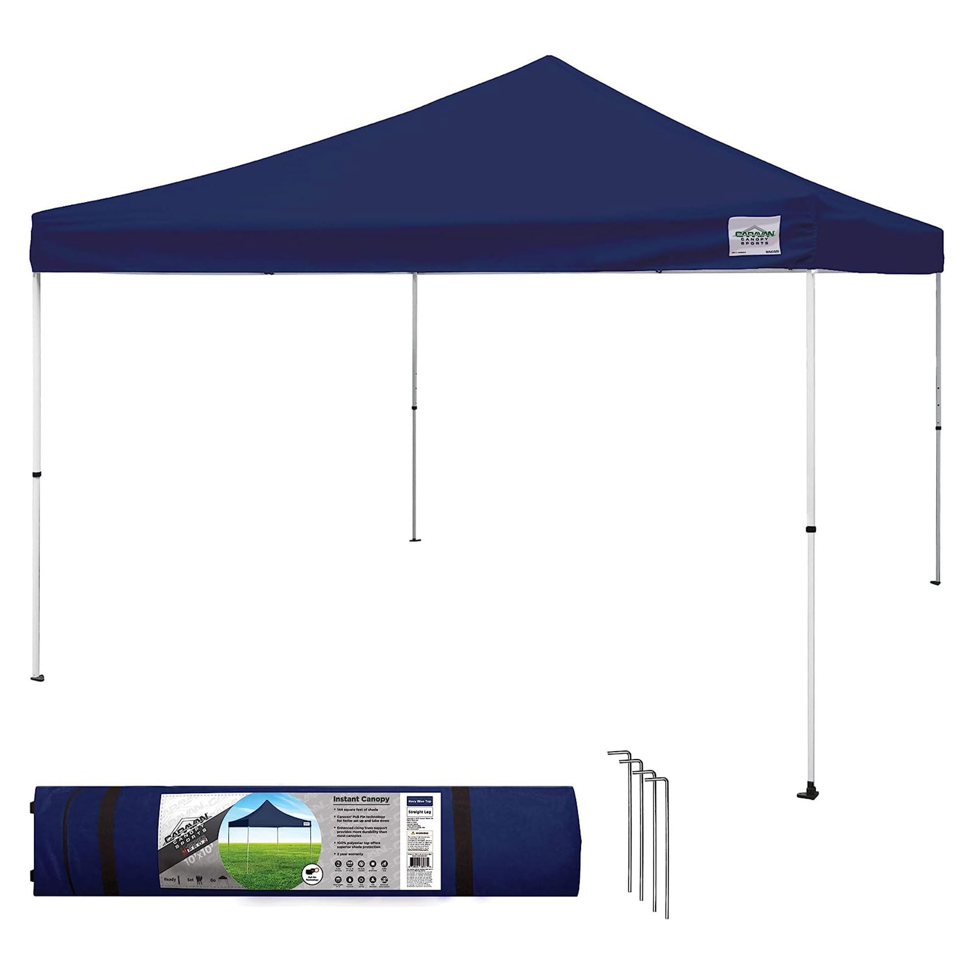Caravan Canopy 12 by 12 Foot Polyester Straight Steel Leg Instant Pop Up Canopy Tent with Adjustable Height for Outdoor Events, 