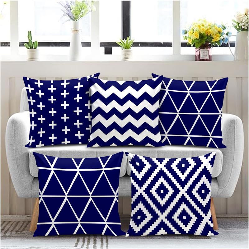 Ship Smart Soft Fabric Designer Decorative Printed Cushion Cover Decorations For Sofa Living Room Set Of 5 16 X 16 Inch Multi (M